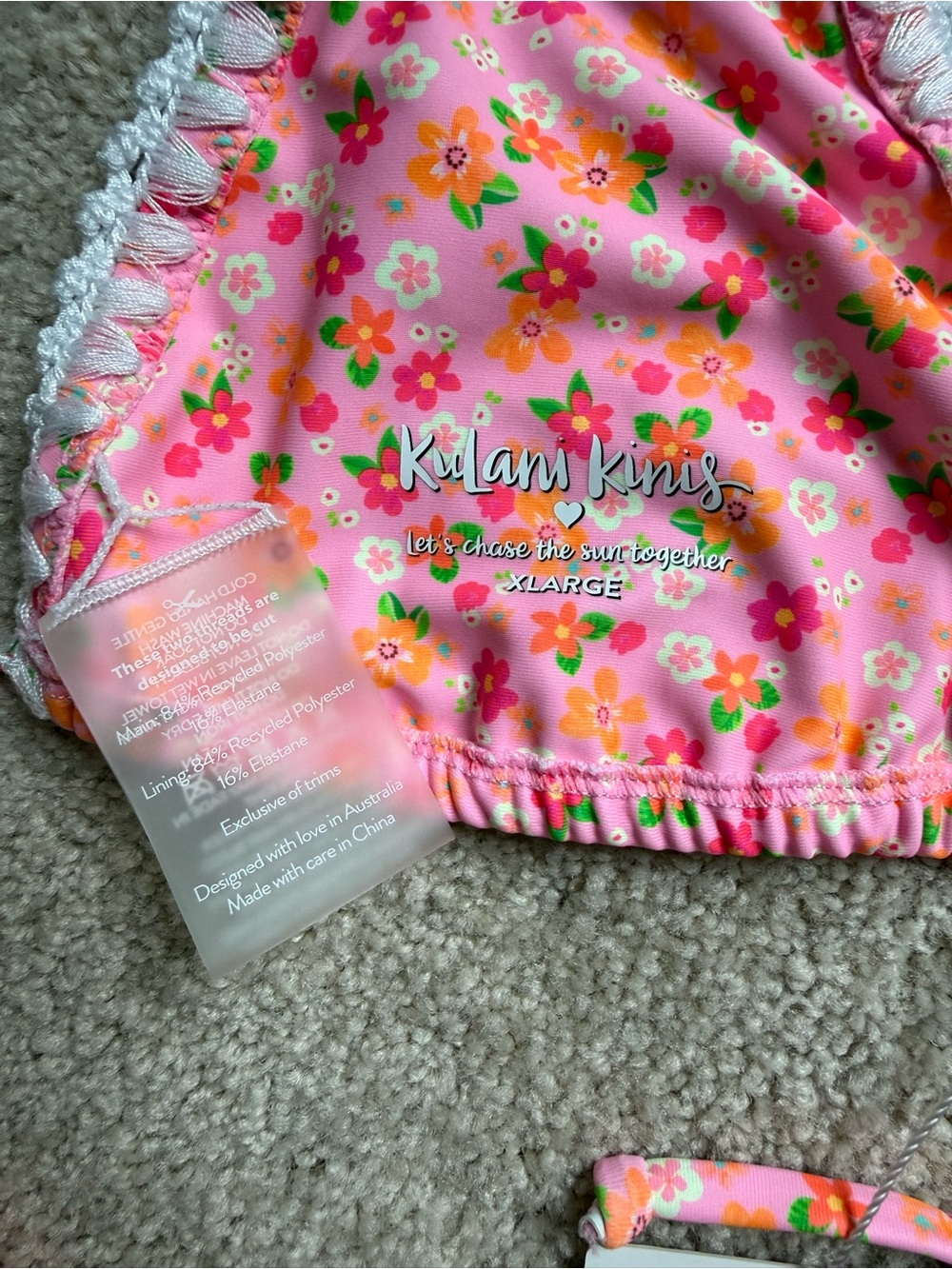 Kulani Kinis x Pura Vida Pink Floral Triangle Bikini Top - Picture 5 of 5